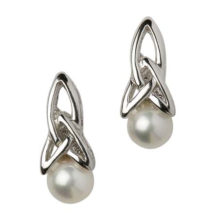Silver Pearl Trinity Earrings SECP1
